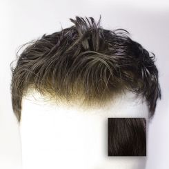 Monofilament  (PU) - French Lace Toupet - Farbe #1B Schwarzbraun 